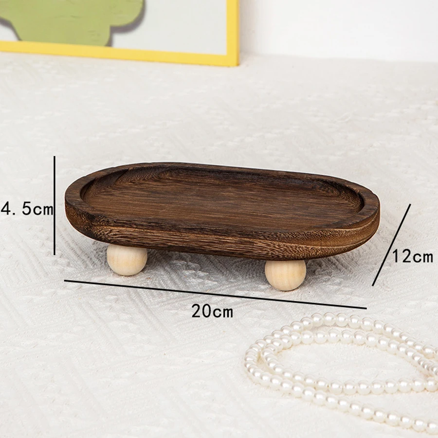 1pc Multi-functional Wooden Tray, Suitable for Aromatherapy, Key Storage, Etc. Elliptical Design