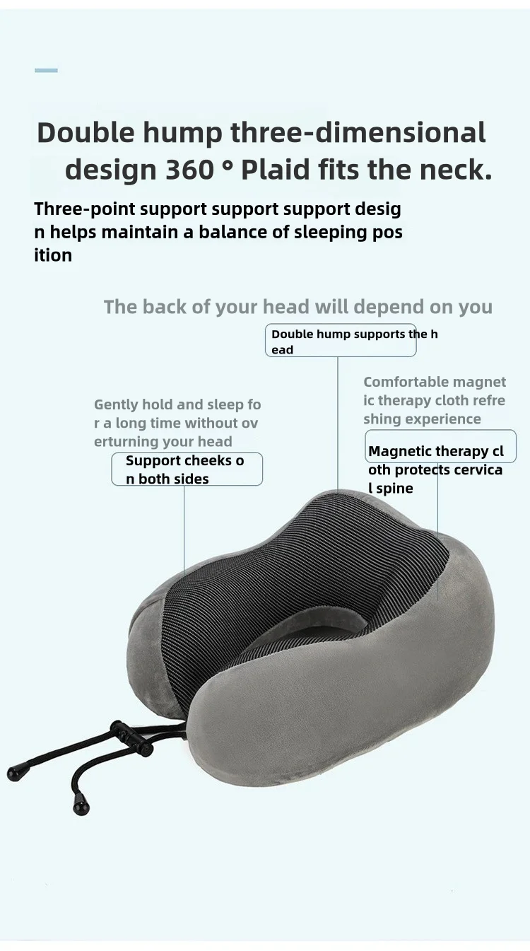 Description Picture 5 of itemU Shaped Memory Foam Neck Pillows Soft Travel Pillow Massage Neck Pillow Sleeping Airplane Pillow Cervical Healthcare Bedding