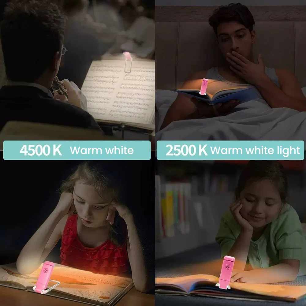 Portable LED USB Rechargeable Eye Protection Reading Light with Adjustable 3-Color Modes