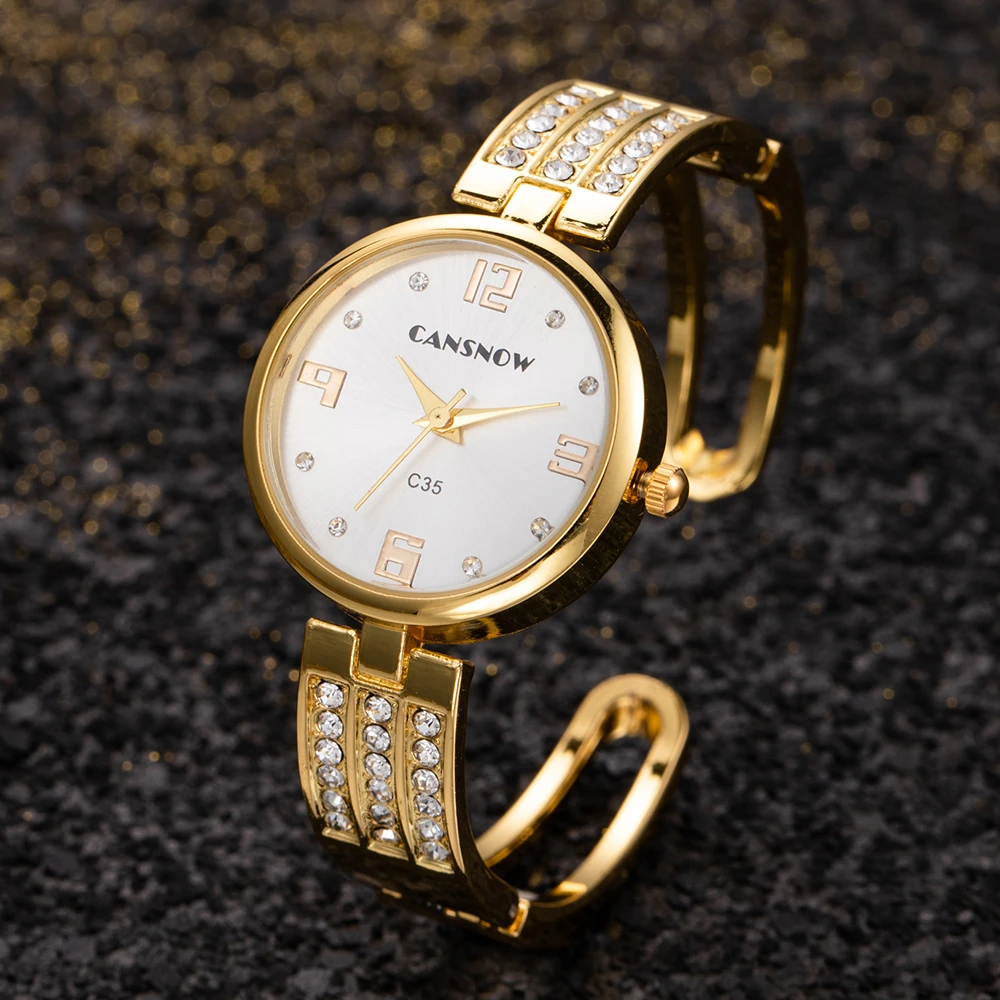 New Rhinestone Luxury Women Watches Female Fashion Gold Ladies Bracelet Watch Stainless Steel Bangle Wristwatch Dropship Reloj 2
