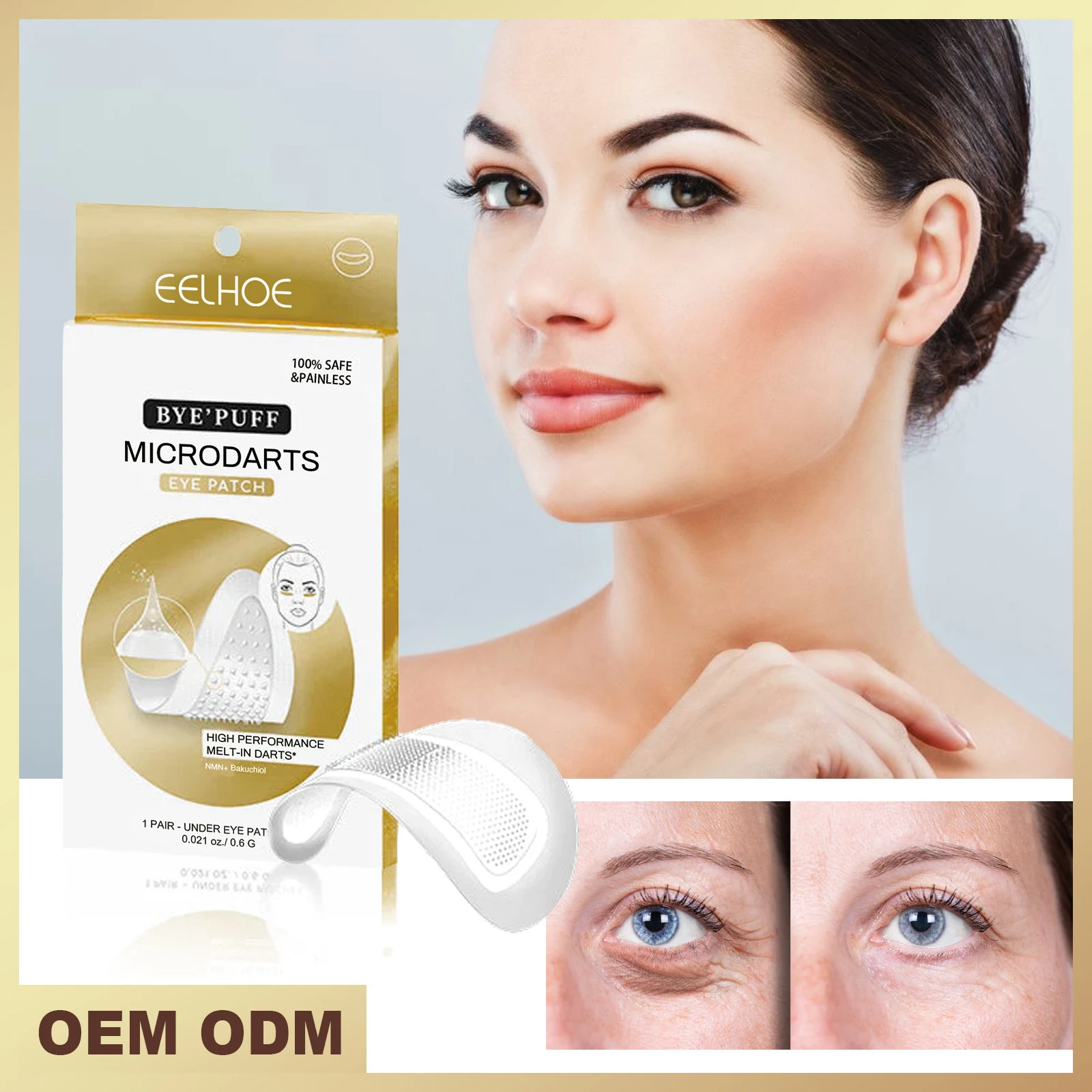 

1pair Hyaluronic Acid Microneedle Eye Patches Mask For Anti Wrinkle Aging Dark Circles Moisturizing Under Eye Gel Pads Skin Care