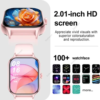 Smart watch full touch screen, sports watch, can answer and make calls, with message reminders, customizable dial wallpaper and 2