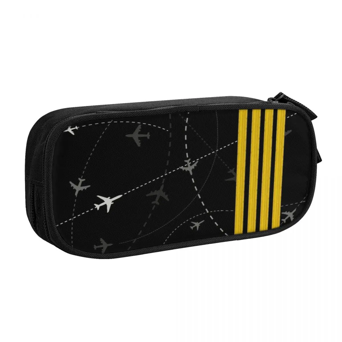 Airplane Flight Routes Captain Stripes Pencil Cases Large Capacity Aviation Aviator Pilot Pencil Pouch School Supplies