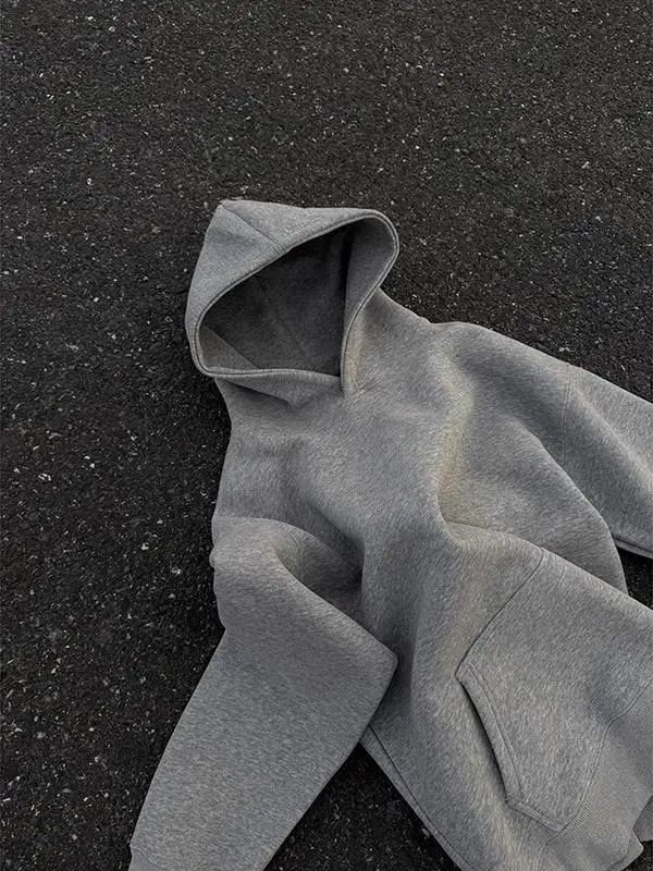 Cleanfit American Sle Retro ey Hoodie Men's Casual Loose Fit Spring Autumn Trendy Long Sve T-irt Polyester Cotton