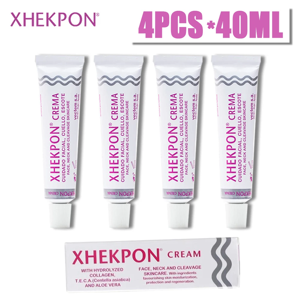 Фото 4PCS Xhekpon Ожерелье Crema крем для лица и шеи 40 мл Испанское ожерелье крем морщины гладкий компактный антивозрастной красоты уход за кожей №1