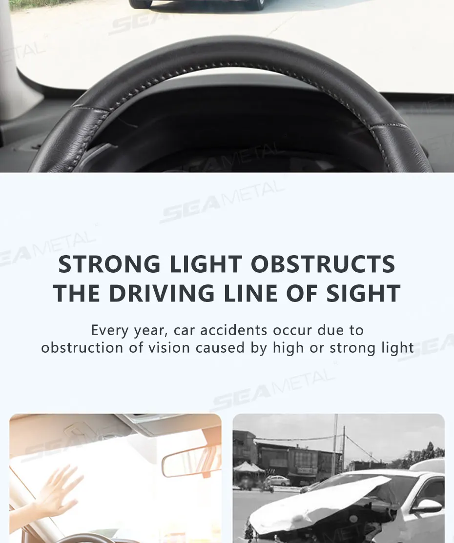 SEAMETAL Auto-Sonnenblende, Verlängerung, flexibel, verstellbar, Frontscheibe, Schutzbrille, HD-Sonnenschutz, Auto-Visier, universell für Limousine, SUV, MPV – Detail 2