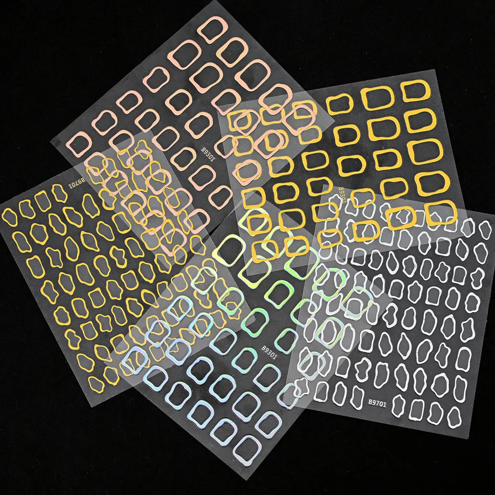 

1PC Bronzing Nail Art Stickers Gold Silver Photo Frame Embossed Nail Art Decals For Nail Art Decoration Manicure Slider