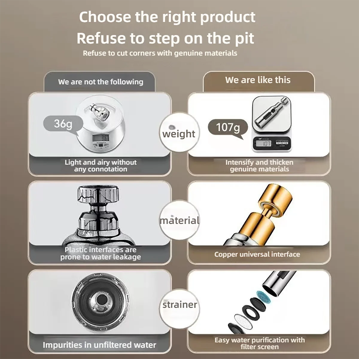 Universal Kitchen Faucet Sprayer 3 modes of water flow Bubbles & Blades 720°swivel Hot & Cold Water Universal G1/2 Connector