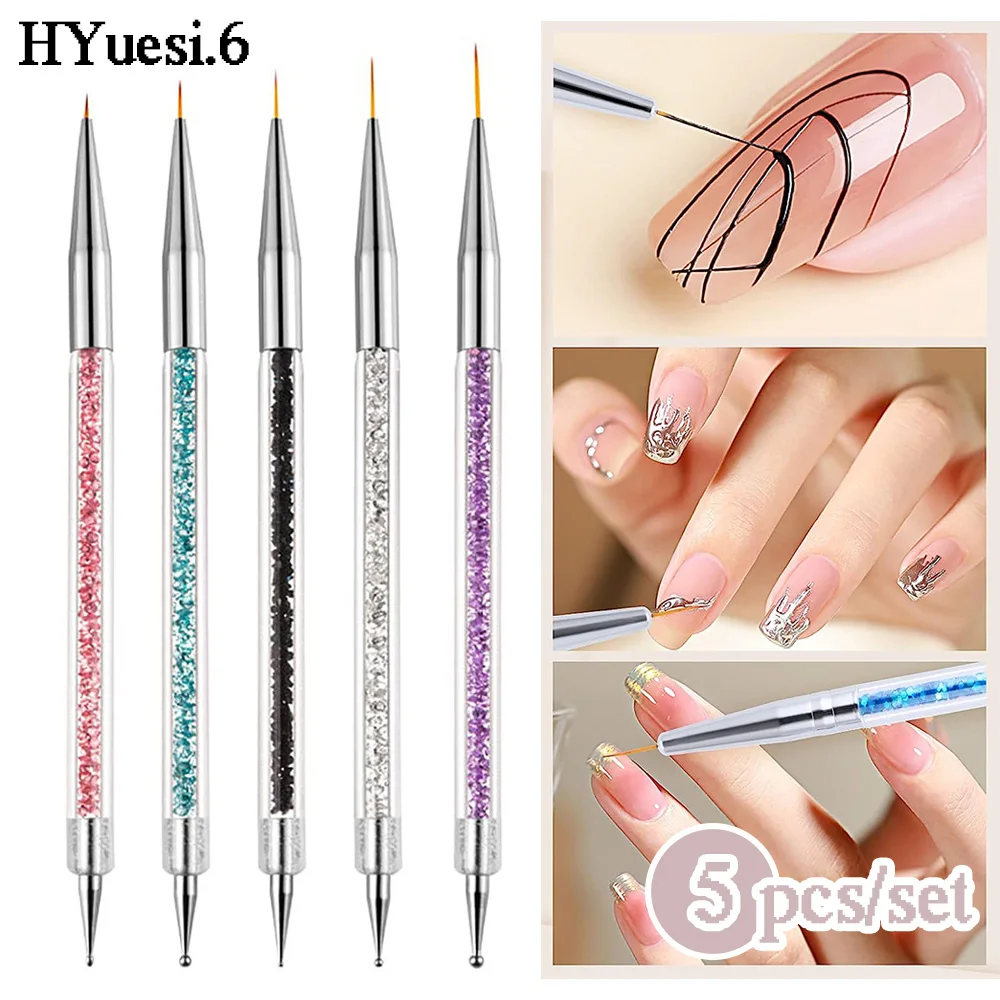 Nail Brush Elegant Nail Pen Set With Shiny Handle Easy To Use Dotting Tools  for Painting Set Nail Rings for Acrylic Nails - AliExpress