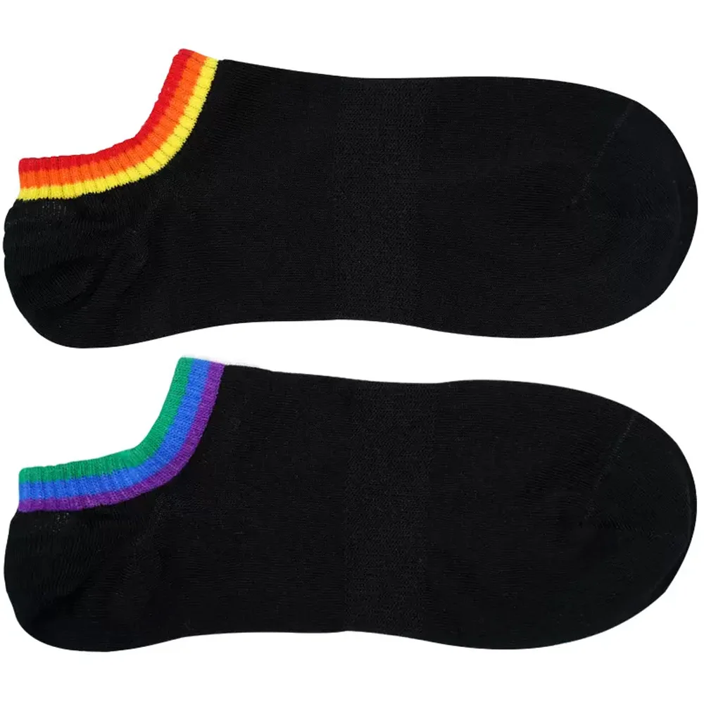 Men's Six-color Rainbow Around Foot Thin Summer Four Seasons Sports Fitness Boat Socks Cotton Socks Thin Socks
