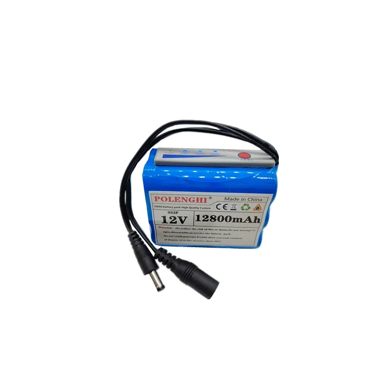 High-Capacity 12.6V Li-Ion Battery Pack with Power Indicator