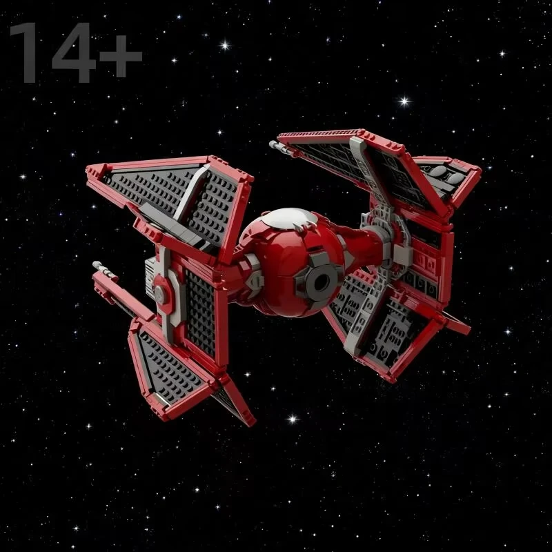 Nuovo Intercettore Rosso, Famoso caccia TIE maschile e femminile della Guardia Reale Spaziale, modello da costruire con mattoncini, regalo di Natale_voghion.com
