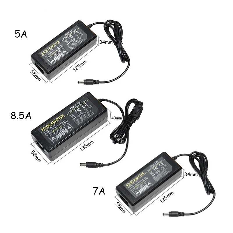 DC 12V Power Supply Adapter AC 100V-230V 5A 7A 8.5A Converter Adapter Universal Power EU US AU UK plug