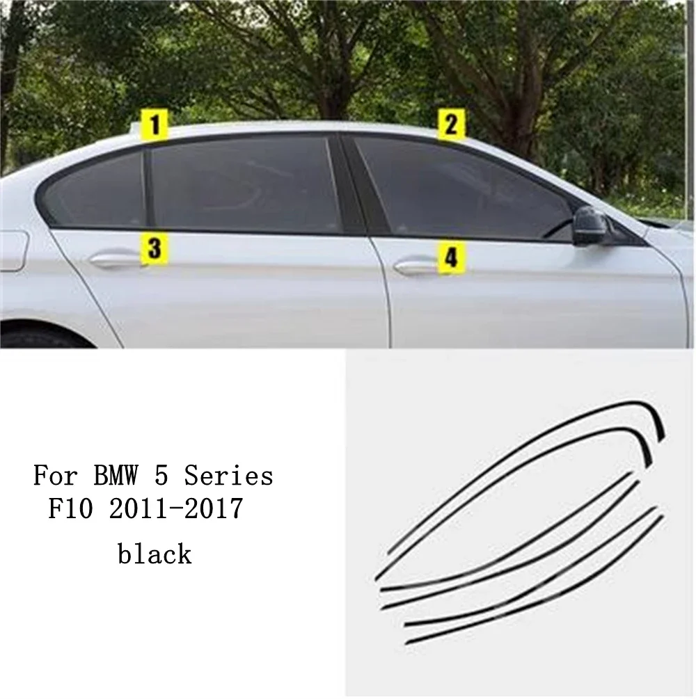 자동차 스타일링 블랙 스틸 윈도우 몰딩 프레임 스트립 트림 커버, BMW 5 시리즈 F10 2011-2017 용