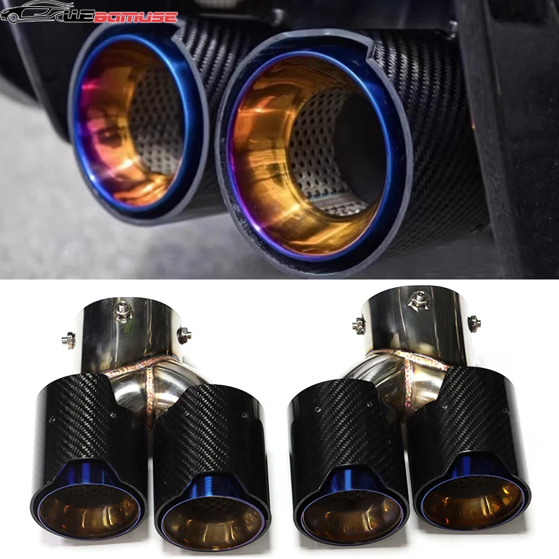 Dual Quad M Performance Carbon Fiber Muffler Exhaust System Nozzle Tailpipe For BMW G20 G21 M340i G42 440i G22 M240i