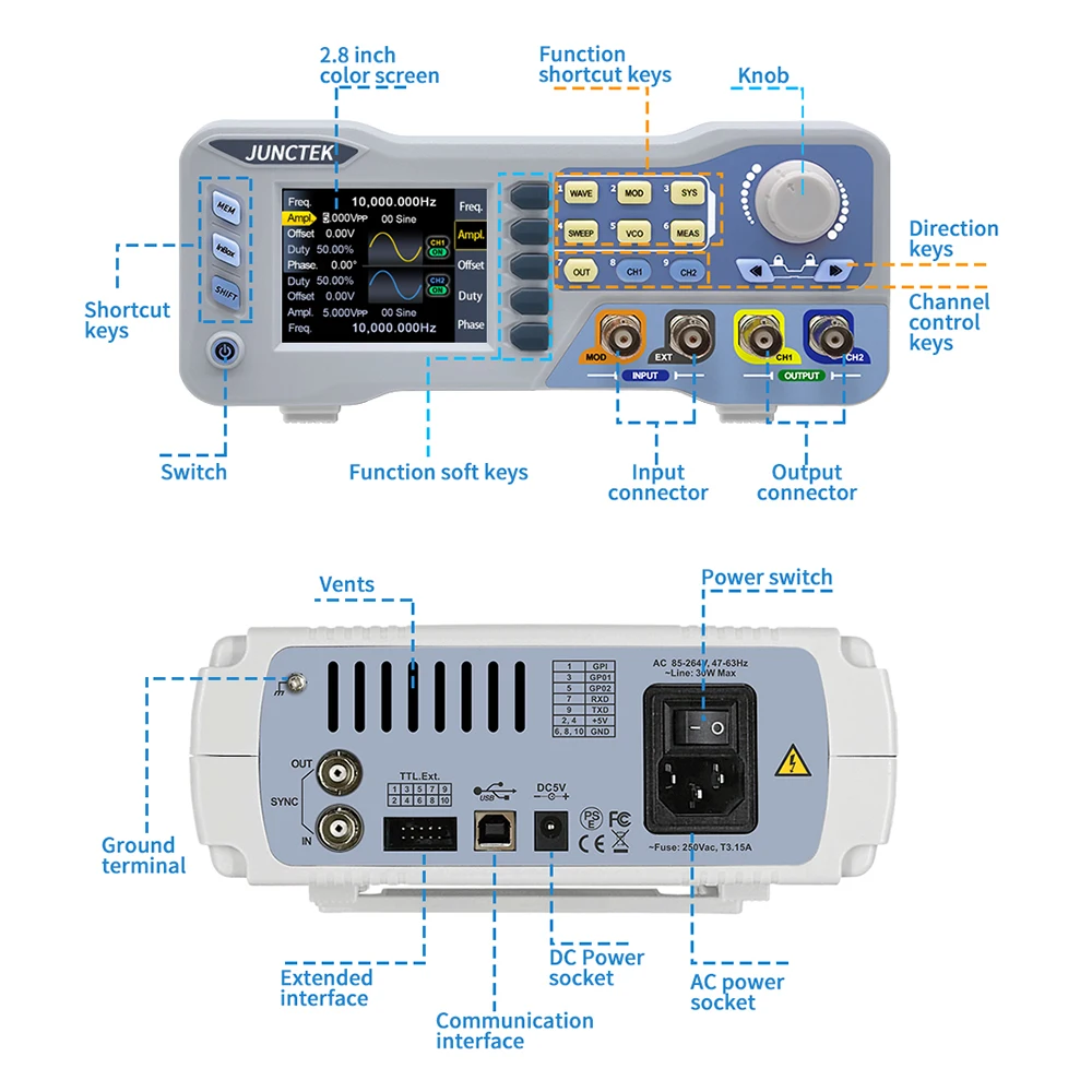 JDS8060 8080 Function Arbitrary Waveform Generator Dual Channel