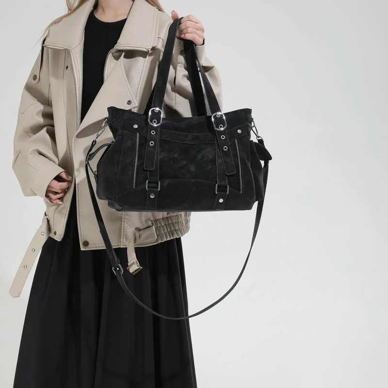 Borsa Tote da Donna con Fibbia Metallica, Grande Capacità, Tracolla Regolabile, Borsa a Spalla Casual Quotidiana, Nuova Tendenza 2026 - immagine 4