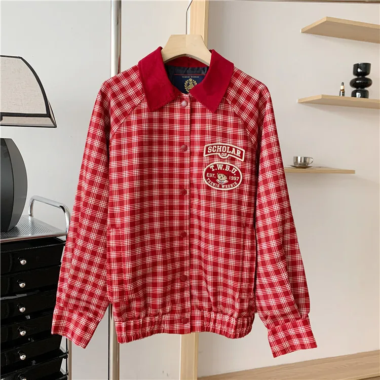 

TW Bear Vitage Jackets for Ladies, Cotton Coat, Red and Blue Color, Streetwear Clothing, Autumn, TW, 15-35Years