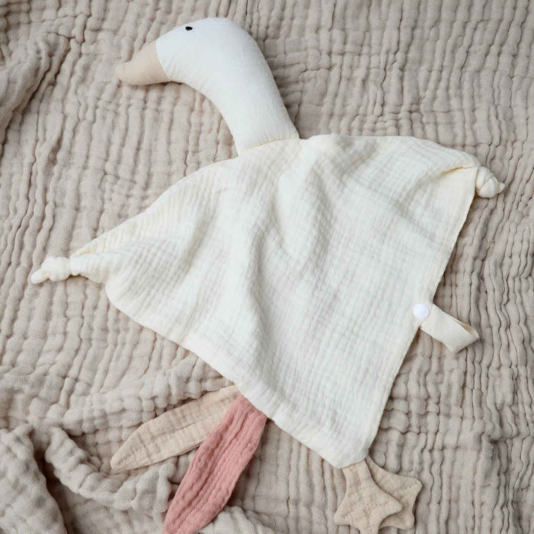 Cotton Muslin Baby Bibs Cute Goose Sleeping Dolls Newborn Soothe Appease Saliva Towel Toddlers Burp Cloth
