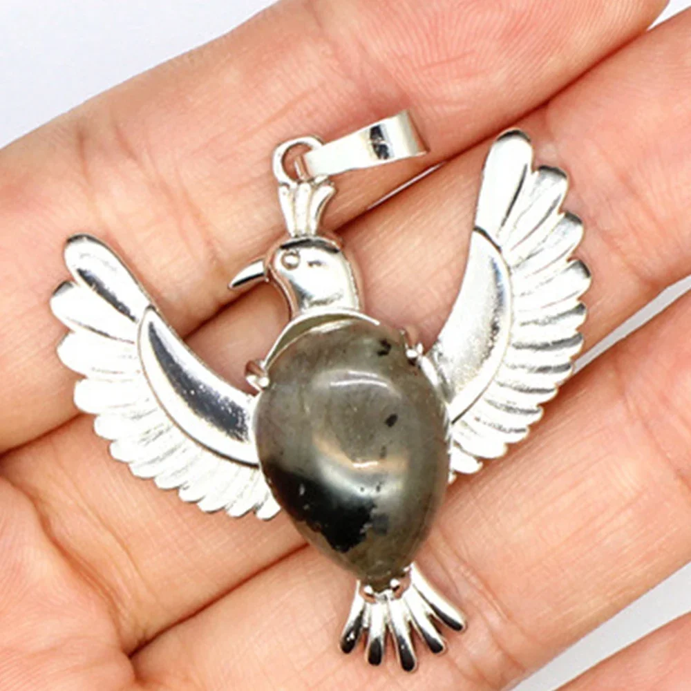 Mineraali Eagle Shape Natural Crystal Water Drop Labradorite Gemstone Pendants Vintage Angel Wing Jewelry Lapis Lazuli Necklaces