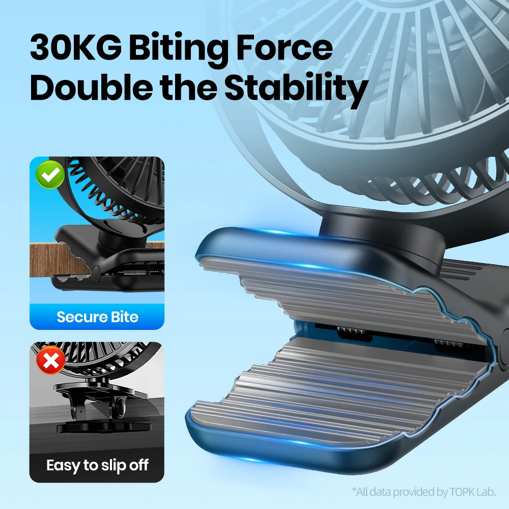 TOPK Portable USB Clip On Desk Fan