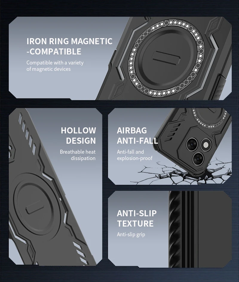 Durable Magsafe-Compatible Shockproof Case with Wireless Charging and Lens Protector