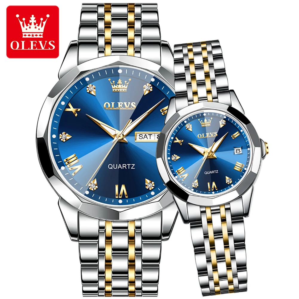 OLEVS Couple Watches For Lovers Top Brand Luxury Quartz Clock Waterproof Wristwatch Fashion Casual Ladies Watch Couple Love