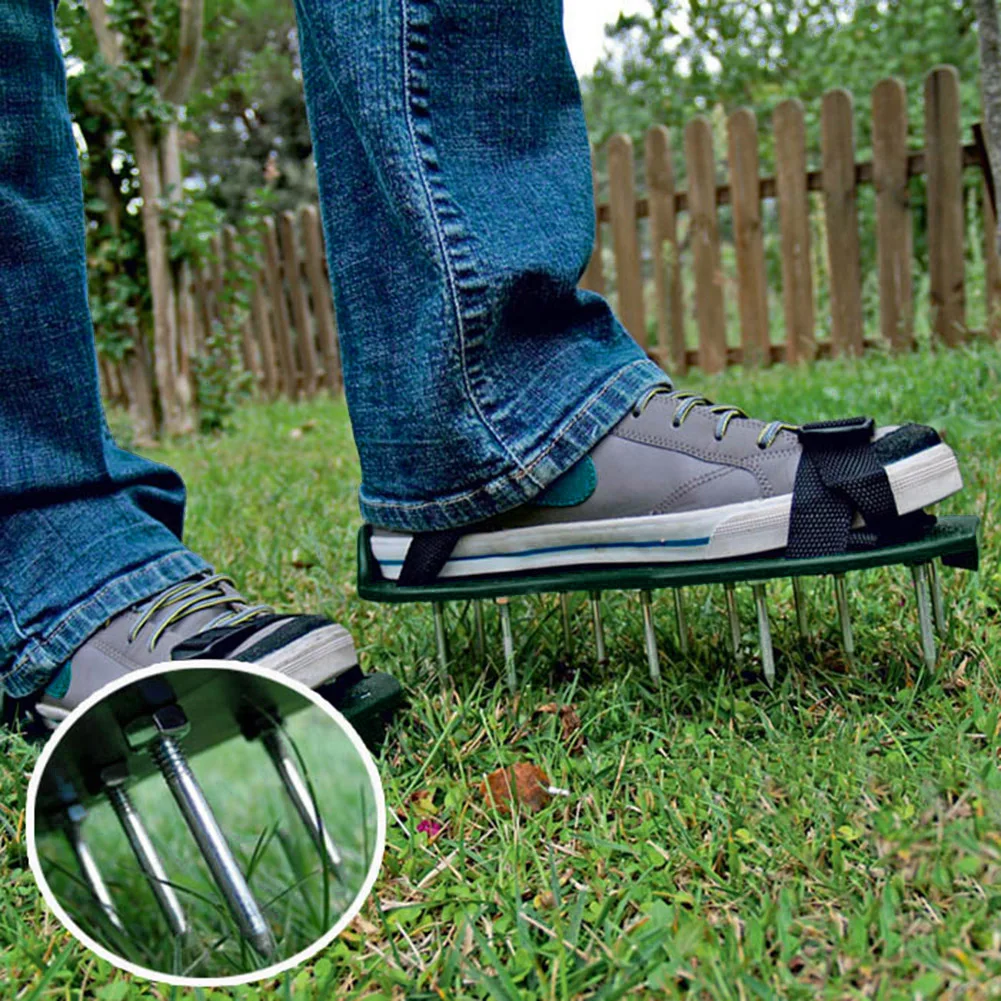1 Pair Garden Nail Shoes Grass Spiked Loose Gardening Soil Lawn Aerator Spikes Shoes Self-Leveling Epoxy Yard Grass Cultivator 5