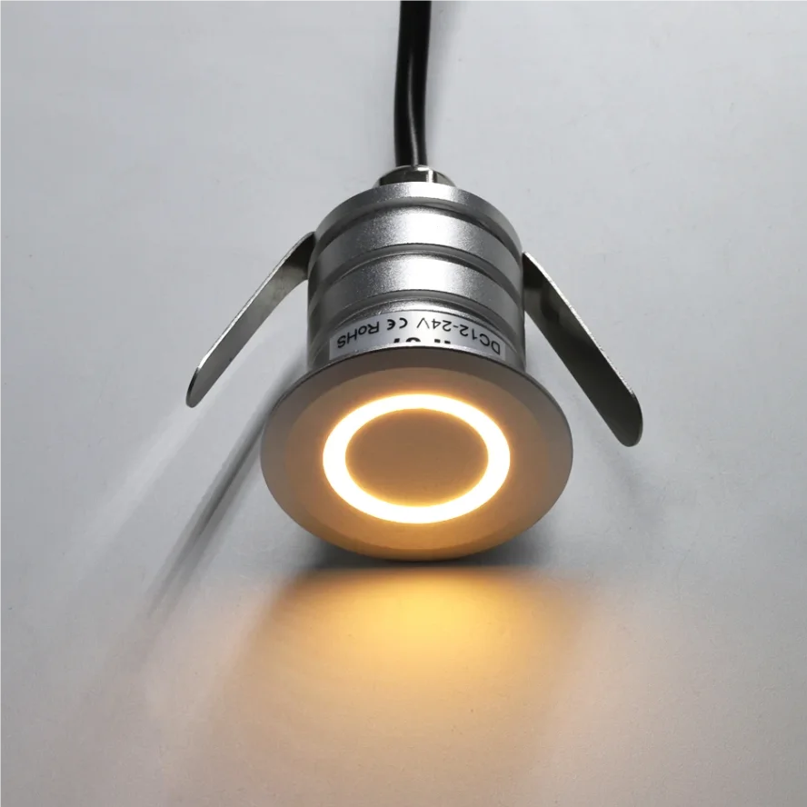 1W Round Wall Lamp 12-24V Indoor Outdoor Stair Light Waterproof IP67 Recessed Step Pathway Wall Corner Lamp Staircase Wall Light