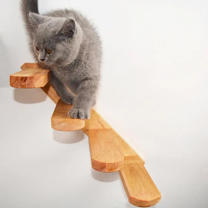 

Cat Wall Shelves Solid Wood Cat Stairs With 4 Steps Cat Wall Furniture For Scratching And ClimbingCat Climber Cat Scratching