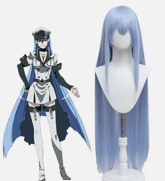 

Akame ga Kill! Esdeath Cosplay Wigs 100cm Long Straight Blue Synthetic Hair