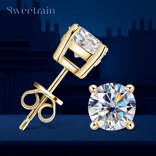 0.5-2ct Moissanite Diamond Stud Earrings 18K Yellow Gold Plated 925 Silver Wedding Earring for Women Men Luxury Jewelry with GRA - Image 10