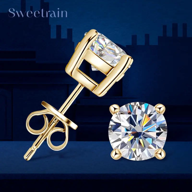 0.5-2ct Moissanite Diamond Stud Earrings 18K Yellow Gold Plated 925 Silver Wedding Earring for Women Men Luxury Jewelry with GRA - Image 10