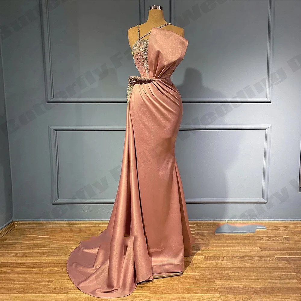 

Женское атласное платье на бретелях-спагетти, длинное вечернее однотонное облегающее платье без рукавов с блестящими бусинами, лето 2023