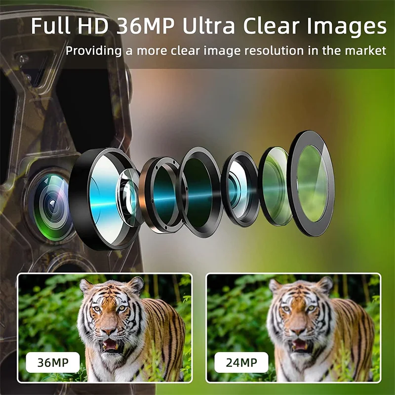 Hunting Trail Camera Trail Camera Wildlife Trail Camera Wireless Hunting Cameras 36MP4K 940NM IR Night Vision PhotoTraps Tracking Cam Surveillance