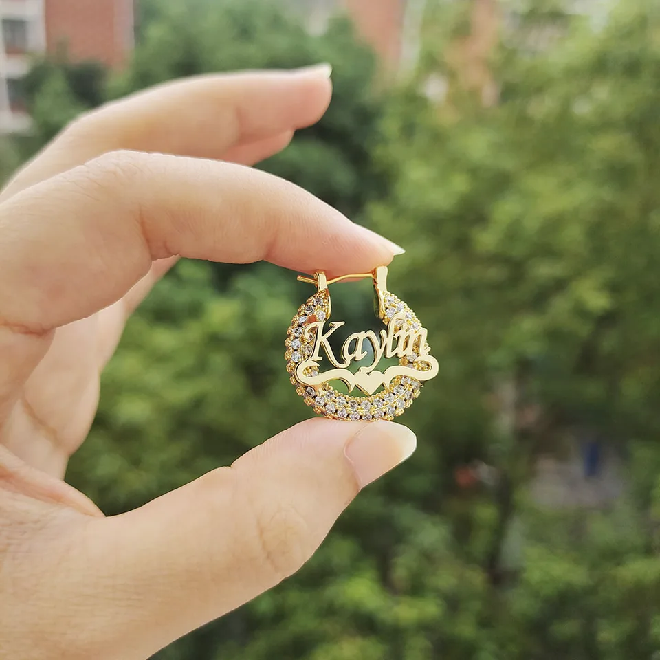 Personalized Zircon Hoop Earrings for Girls