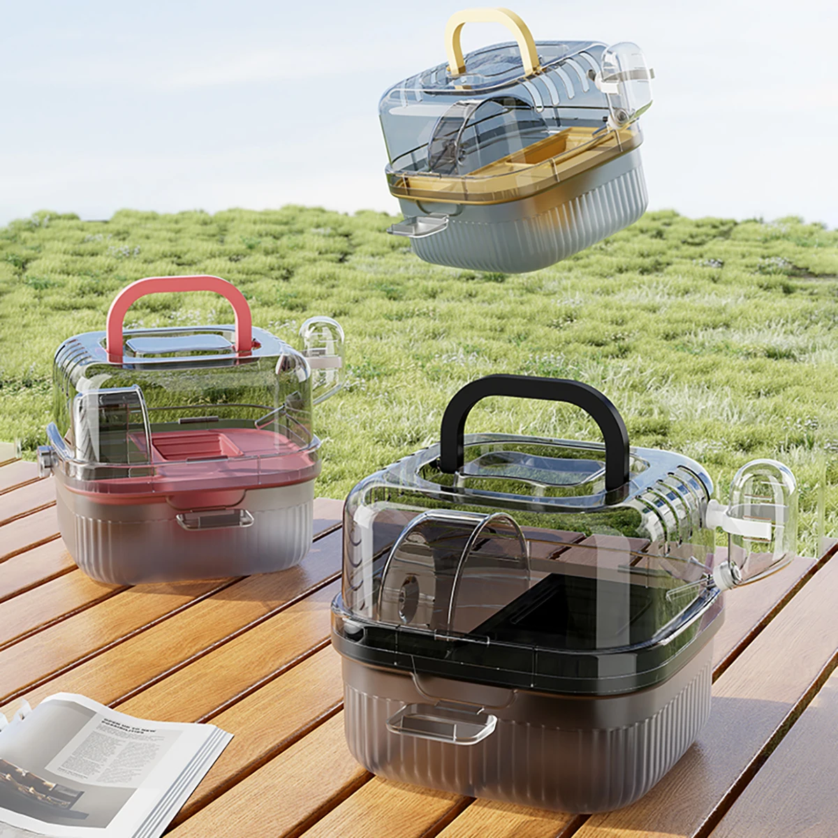Chinchilla Cage Hamster Travel Carry Case for Small Animal with Water
