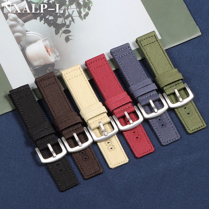 Quick Release Army Green Nylon Canvas Watch Strap with Brushed Buckle