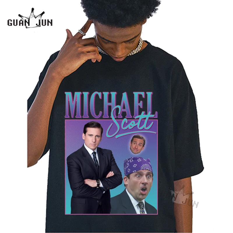 

Michael Scott Retro T-shirt Men Tee Top US Office TV Show 90's Vintage Funny Streetwear 100% Cotton Short Sleeve Unisex Tshirts