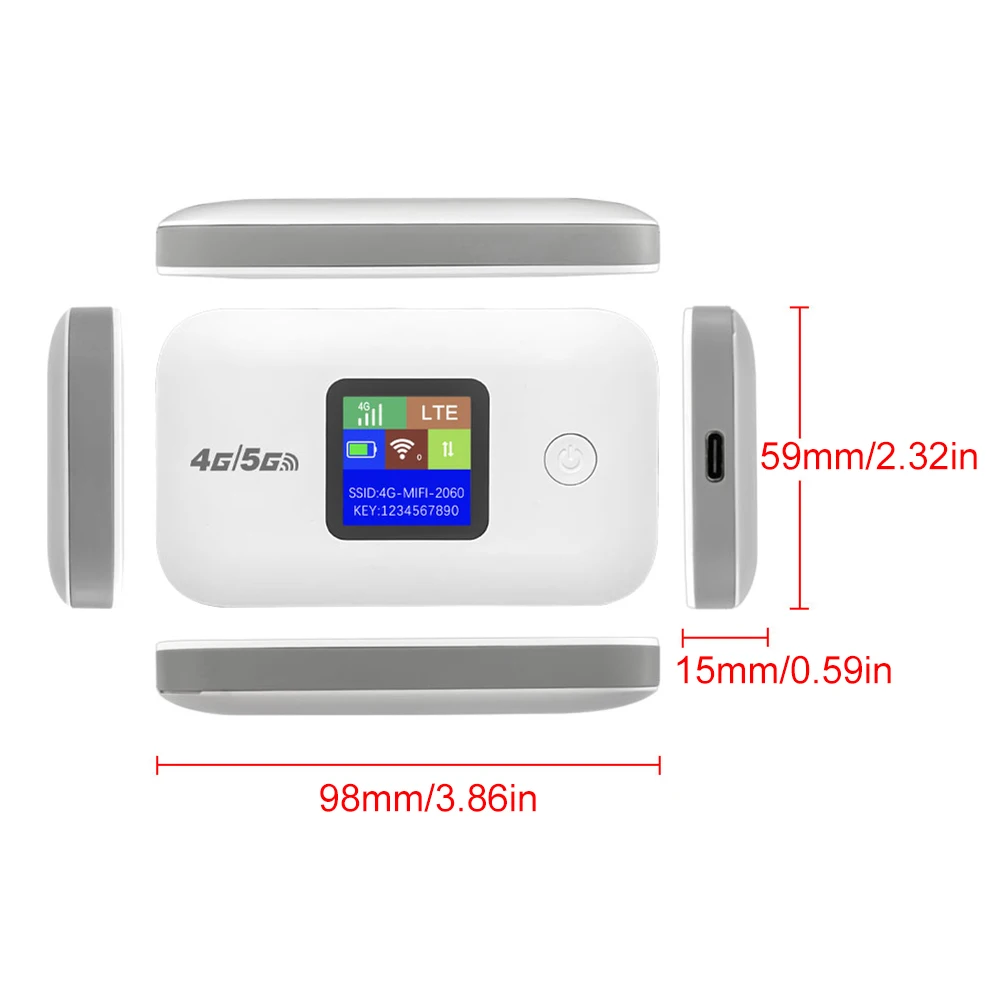 Portable 4G LTE WiFi Router with SIM Slot and 3500mAh Battery