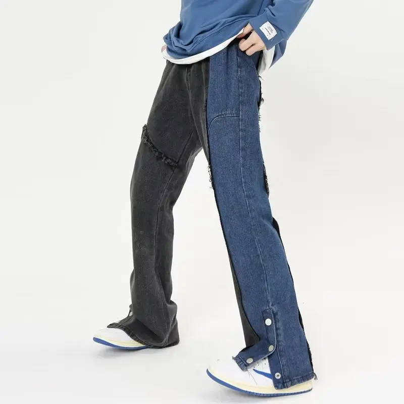 2026 Ropa Y2K Mode Patchwork Baggy Jeans für Herren Vintage Kleidung Knöchellange Knopf-Hip-Hop-Denim-Hosen Vaqueros – Detail 17