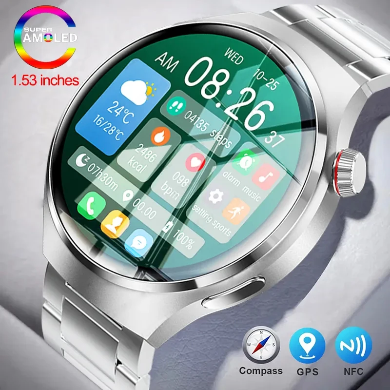 

2023 New NFC Smart Watch Men GT4 Pro AMOLED HD Screen Heart Rate Bluetooth Call IP68 Waterproof GPS SmartWatch For HUAWEI Xiaomi