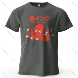 Black Ink Coffee Graphic Oversized Cotton T - Shirt - Unisex Streetwear Tee - XXXL (Dark Gray)