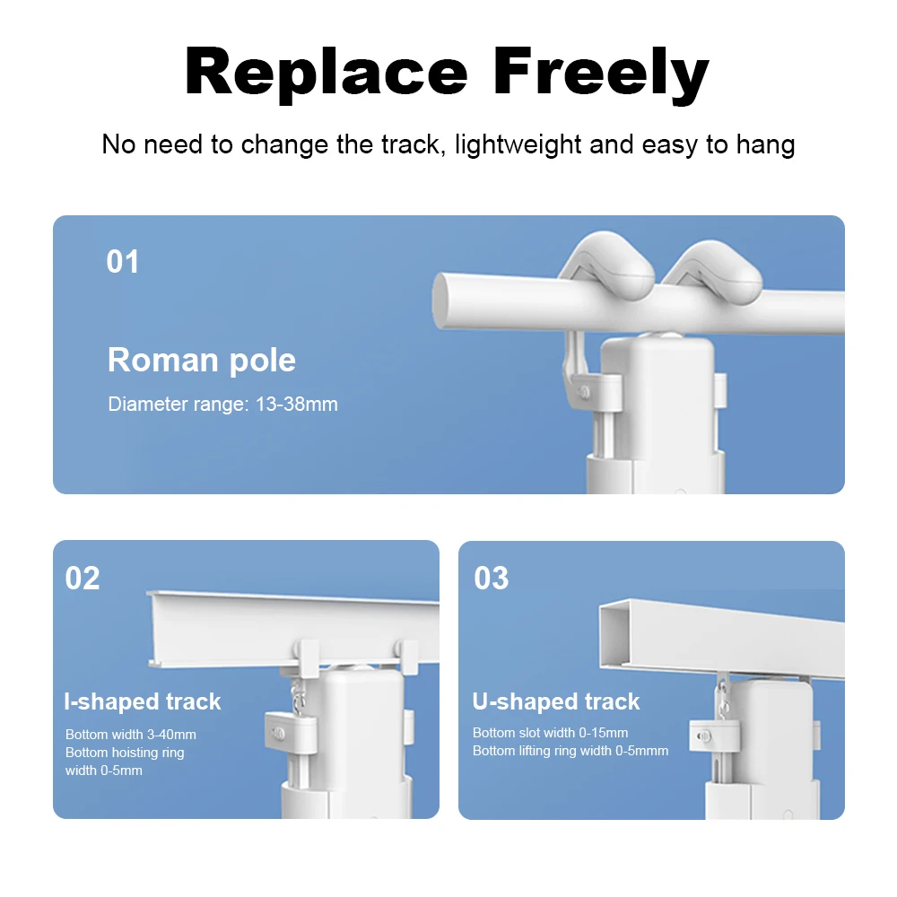 WiFi Smart Electric Curtain Robot Roman Rod Track Curtain Robot Work With WiFi Gateway Voice Control For Alexa Google Home