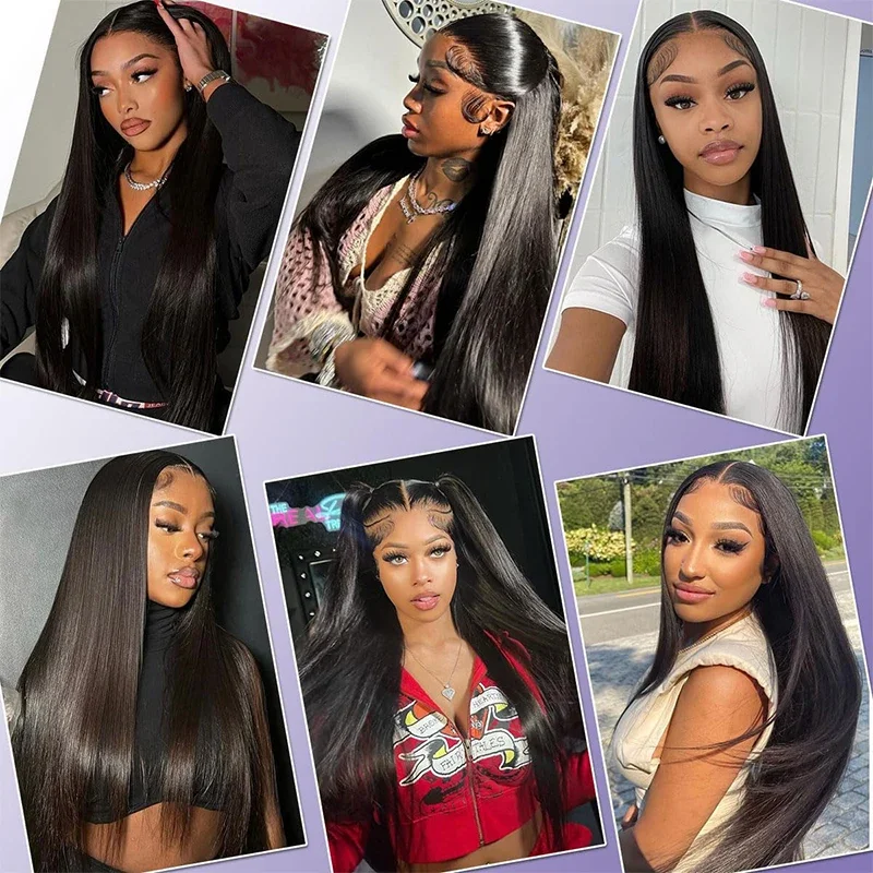 Straight 200% Density Lace Front Wigs 13x6 100% Human Hair Wigs For Women Pre Plucked Brazilian 32 Inch 13x4 Lace Frontal Wig