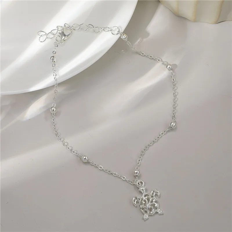 Bohemia Tortoise Anklets for Women Men Metal Silver Color Animal Chain Summer Ankle Bracelet Beach Vintage Foot Summer Jewelry
