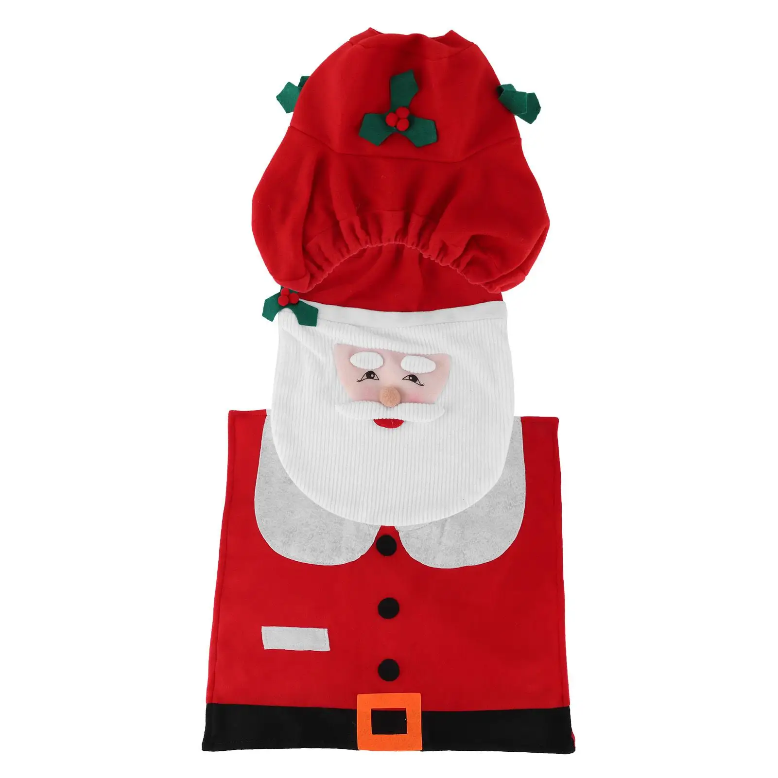 3Pcs Christmas Toilet Cover Set-Festive Bathroom Mat Rug Decor for Home Decoration