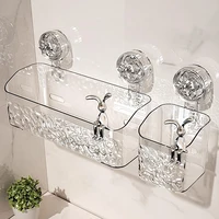 Bathroom Shelf Wall Mounted Non Perforated Suction Cup Storage Basket With Glacier Pattern For Home Storage Products 1