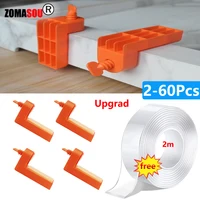 2-60Pc Male Angle Tile Leveling System Clips Spacers with Tape for Wall Floor Ceramic Fixing Laying Building Construction Tools 1