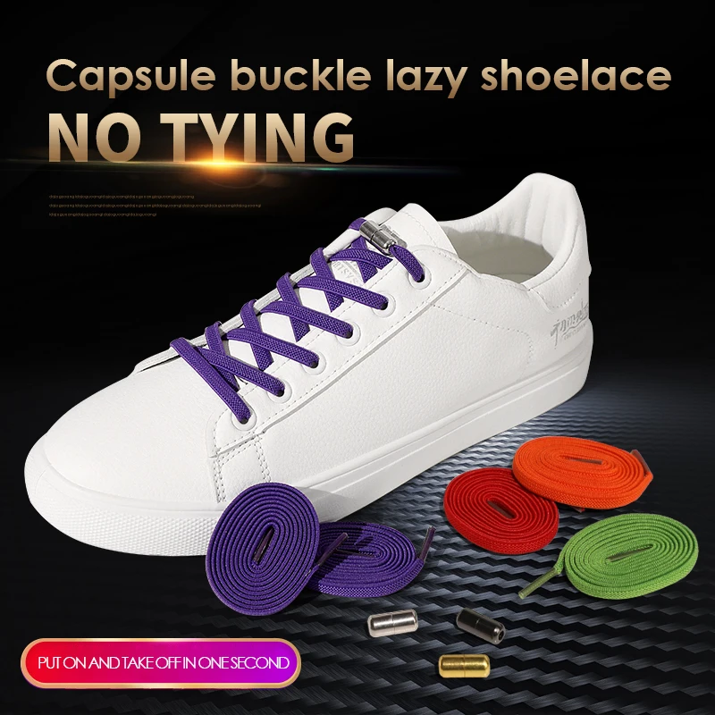 

Alloy lock No Tie Shoelaces Flat Shoelaces Elastic Laces Sneakers Kids Adult Quick Shoelace Rubber Bands Shoes accessories
